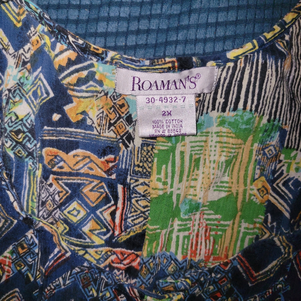 Roaman's Multicolor Abstract Print Top